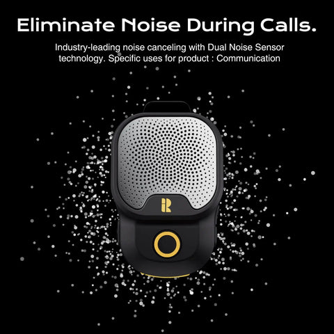 Wearable Bluetooth V5.3 Clip-On Speaker With 30 Hour Battery Life, IPX7 Waterproof, ENC Mic for Hands Free Calls, black front view
