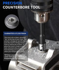 Precision counterbore tool with M10x1.25 Thread Repair Kit With HSS Drill Tap Counterbore And Installation Driver For Fixing Stripped Threads In Engines Auto Parts UTV Motorcycles And Bicycles Includes 10 Stainless Steel Inserts 14mm Long DIY Friendly in use.