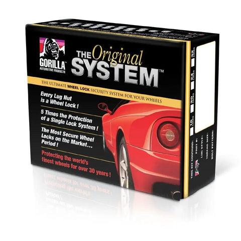 Box packaging of Super Tough Black Chrome Acorn Wheel Locks For 5 Lug Wheels With Half Inch Thread Size Includes Twenty Locks.