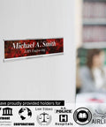 Custom Engraved Brushed Brass Office Door Name Plate And Personalized Desk Sign featuring Michael A. Smith text.