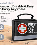 Front view of Compact 150 Piece First Aid Kit With Instant Cold Pack And Emergency Blanket For Grab And Go Travel Home Office Car Camping