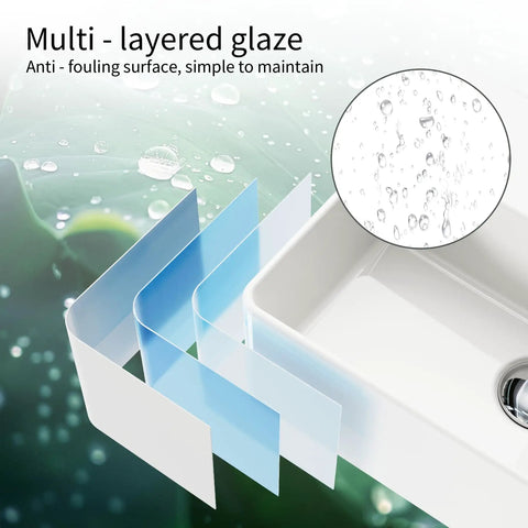 Small Bathroom Wash Basin Sink White 40x30x12cm｜Slim Ed & Sto Led Design showcasing multi-layered glaze for easy maintenance.