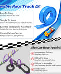 12 Foot Starter Flexible Race Track Set For Kids 3 And Up, Portable Rolls Up Design with pros and cons comparison to slot car tracks.
