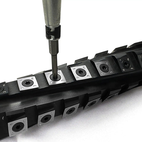 12.5 Inch Helical Cutterhead For DW733 DW734 Thickness Planer Upgrade being assembled with spiral cutterhead tool