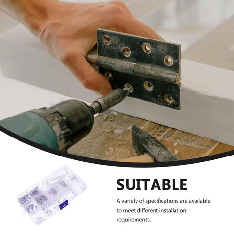 Using 240Pcs Stainless Steel Hex Socket Grub Screws Set with Internal Drive Cup Point for door hinge installation.