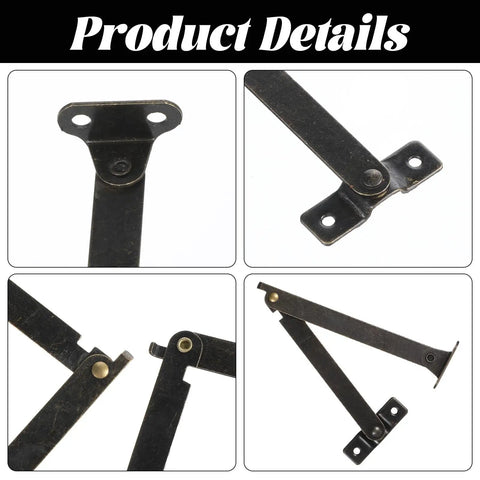 Two Pack Bronze Lid Support Hinges For Jewelry Boxes And Small Chests Antique Folding Lid Stays