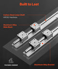 SBR20 1500mm Linear Guide Rail Kit With 4 SBR20UU Bearing Blocks showing carbon steel shaft and aluminum alloy components