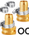 Female Garden Hose End Repair Connector With Clamps Fits Three Quarter And Five Eighths Inch Brass Hose Fittings Water Hose Repair