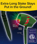 Outdoor Holiday Laser Light Projector Set Of 2 With 9 Enhanced Modes, stake and weather-resistant housing details shown