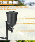 Side view of UTV Broadcast Spreader For Salt Grass Seed Fertilizer And More with 15 Gallon Hopper, showing design features.
