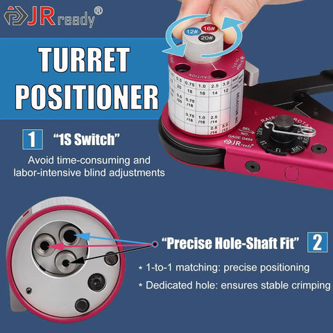 Pro Grade Deutsch Connector Kit With Turret Crimp Tool For DT DTM DTP DTHD Series detail showing turret positioner