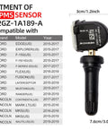 Ford TPMS Sensor Set Of 4 315MHz Replacement For F150 Explorer Fusion 2015 2024 Waterproof Tire Pressure Monitoring System Sensor Fits Lincoln OEM Replacement Direct Fit TPMS Sensors For Ford Lincoln Vehicles 4 Pack, black clamp-in sensor with fitment chart
