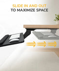 Smooth Glide Under Desk Keyboard Tray Featuring Adjustable Tilt And Height Controls 25 X 10 Inch Drawer Platform shown sliding in and out.