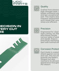 42 Inch Mulching Mower Blades Replacement Set 2 Pack For 42 Inch Deck Lawn Tractors And Gators Compatible With D105 D110 D130 S100 E100 E110 E120 E130 Z225 LA105 LA115 LA135 S120 S130 D100 D125 AM141033 GX22151 GY20850 displayed with quality, precision, and corrosion protection features.