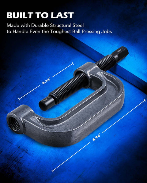 Beefy Ball Joint Press Kit With U Joint Removal Tool And 4x4 Adapters for Most 2WD and 4WD Cars and Light Trucks, heavy duty steel clamp