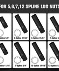 8 Piece Spline Lug Nut Removal Tool Kit Master Key Set For Stripped Frozen Rusted Wheel Locks That Grips Damaged Nuts