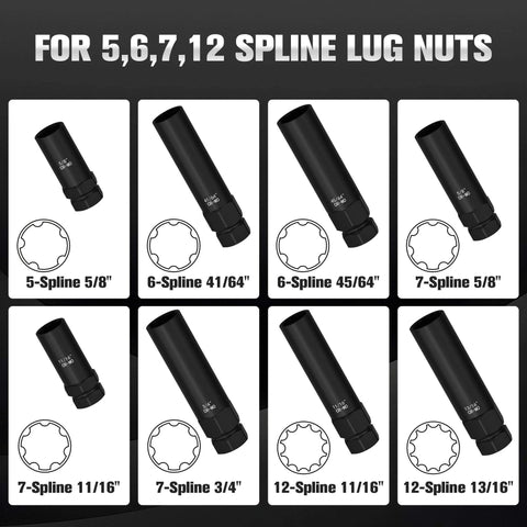 8 Piece Spline Lug Nut Removal Tool Kit Master Key Set For Stripped Frozen Rusted Wheel Locks That Grips Damaged Nuts