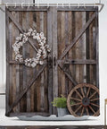 Barn Door Shower Curtain With Rustic Wood Plank Print In Vintage Farmhouse Style 60 By 72 Inches Polyester Fabric With 12 Hooks
