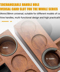 Heavy Duty Espresso Organizer Station With Kickass Knock Box And Precision Tamping Station Universal Fit showcasing interchangeable handle holes.