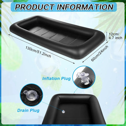 Inflatable Serving Bar With Drain Plug For Parties, 52 By 24 By 5 Inches, Party Ready Ice Buffet Table, black design