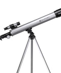 Starwatcher 50mm Refractor Telescope For Beginners With 600mm Focal Length And Coated Optics on tripod, ideal for sky watching.