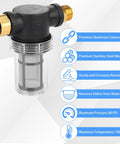 4 Pack Inline Water Filter Kit With 40 Mesh And 100 Mesh Screens For Garden Hose, Pressure Washer, RV, Camping And Car Wash