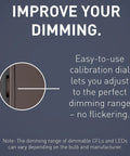 Radiant 450W Preset Decorator Rocker Dimmer Switch With LED Locator, Dimmable For LED And CFL Bulbs, Single Pole Or 3 Way, Dark Bronze Finish RH453PDBCCV6 - calibration dial for flicker-free adjustment