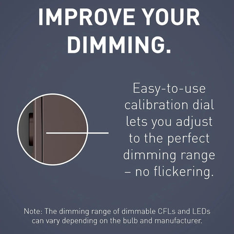 Radiant 450W Preset Decorator Rocker Dimmer Switch With LED Locator, Dimmable For LED And CFL Bulbs, Single Pole Or 3 Way, Dark Bronze Finish RH453PDBCCV6 - calibration dial for flicker-free adjustment