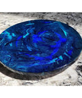Ocean Resin And Wood Fifteen Inch Lazy Susan With Handcrafted Wave Pattern For Kitchens And Dining Tables Smooth 360 Degree Rotation