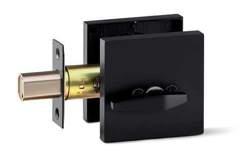 Entry Lever Door Handle Set With Single Cylinder Deadbolt, Slim Square Lever, Reversible For Right Or Left Doors, Iron Black Finish