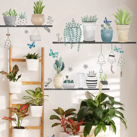 Image of Green Plant Leaves Wall Decals For Bedroom And Living Room Large 90cm By 180cm Mural Removable Sticker Set For Home Decor And Housewarming Gift Easy Peel And Repositionable For Quick Fresh Look.