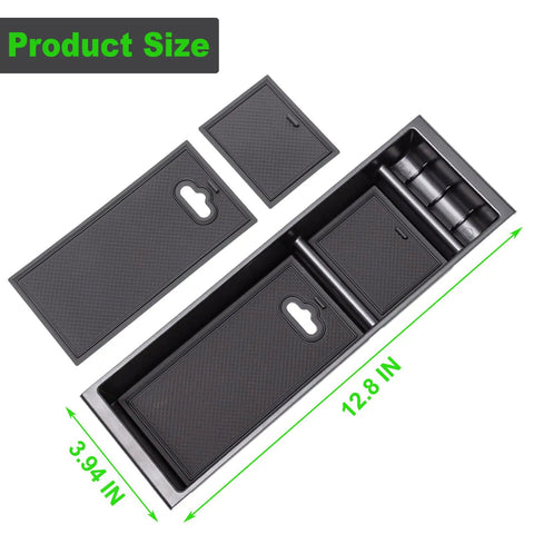 Top view of Center Console Organizer Insert For 2024 2025 2026 Ford F150 And F150 Lightning ABS Plastic Half Sized Tray