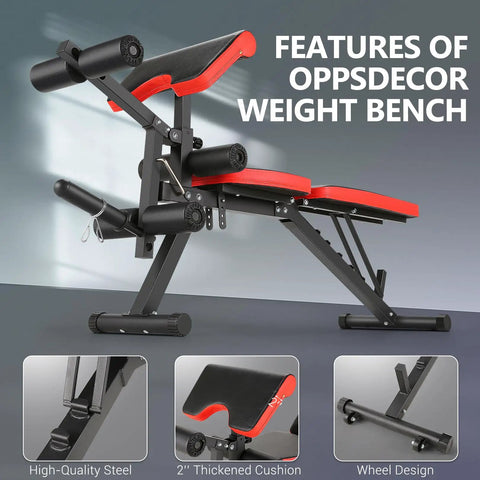 800 Lb Adjustable Weight Bench For Home Gym With Leg Extension And Leg Curl Preacher Curl Bench Side View