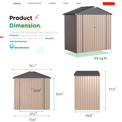Beefy Outdoor Storage Shed 4x6 Metal Garden Shed With Lockable Doors dimensions and layout for backyard patio use