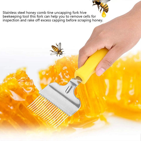 Beekeeping Uncapping Fork Stainless Steel Honeycomb Tine For Hive Inspection And Honey Harvest Durable Tool With Comfortable Grip