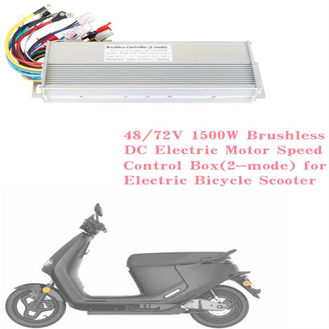 Dual Voltage 48V 72V 1500W Brushless DC Motor Controller For E-Bikes And Scooters, 2-Mode Square Wave Controller Replacement