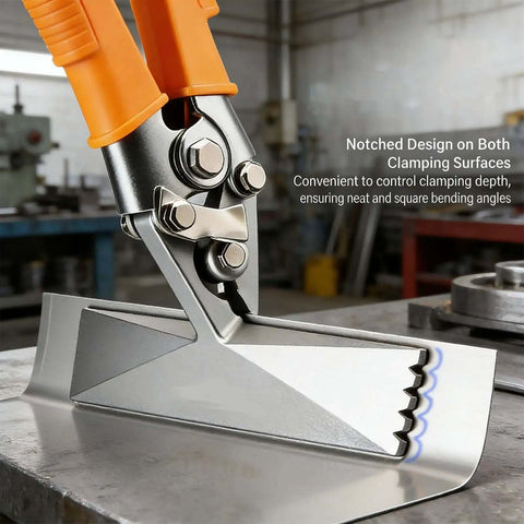 3 Inch Sheet Metal Hand Seamer Pro Grade Bending Tool with High Hardness CRV Steel Straight Jaw and Ergonomic TPR Handle in use