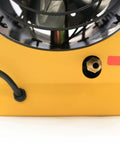 Close-up of Heavy Duty 125k BTU Propane Forced Air Heater showing gas connection and power cord for easy setup.