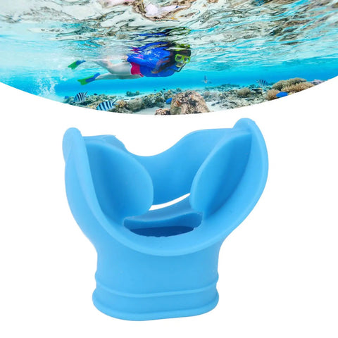 Silicone Mouthpiece For Snorkel And Regulator Replacement, Universal Comfort Bite, Blue Soft Food Grade Silicone, Easy On The Mouth