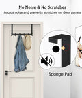 Over The Door Hook Rack With 12 Heavy Duty Hangers, Matte Black Door Organizer shown on a door with coat and hat