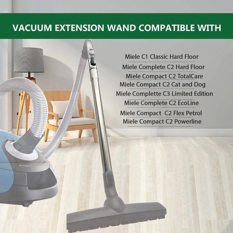 Miele Vacuum Extension Wand 35mm Stainless Steel Telescoping Tube for C1 C2 C3 Vacuums next to compatible model list