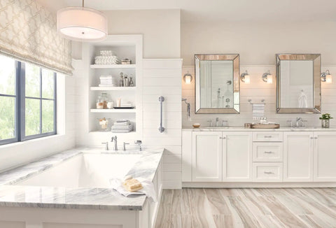 Belfield 1 Light Dual Mount Vanity Fixture With Frosted Glass In Chrome Finish Modern Bathroom Lighting With Flexible Up Or Down Mounting And Easy Install in elegant white bathroom setting.