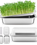 No Fuss Seed Sprouting Kit With Lid For Home Grow, 10.4 Inch Stainless Steel Soilless Germination Tray For Microgreens