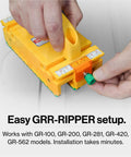 GRR Ripper Safe Rip Upgrade Kit For Table Saw Safety with orange cursor index and green setup knob for easy installation.