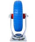 Set Of 2 Heavy Duty 8 Inch Swivel Caster Wheels Featuring Grippier Rubber Tires And Silky Smooth Ball Bearings 220 Lb Capacity Each 5 8 Inch Bore built detailed view of blue rubber tire on swivel mount.