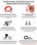 Ball Lock Disconnect Gas Tubing Kit For Soda And Beer Carbonation, parts overview with tubing, ball lock, and cap.