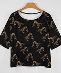Women's Short Sleeve Boat Neck Loose Fit Go To Casual Tee With Bearded Dragon Lizard Print Lightweight Breathable Polyester Spandex Blend Easy Care Everyday Comfort Top displayed on a hanger