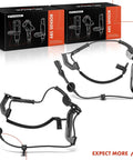 Fresh Pair Of Two Front Abs Wheel Speed Sensors For Ford Escape 2009 To 2012 And Mercury Mariner in packaging with harness details.