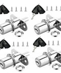 Tough As Nails Push Plunger Cabinet Door Locks Machined Steel Sliding Drawer Latches with keys, four pack for easy installation.