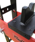 Detail view of the top plate on 20 Ton Air Powered Hydraulic Shop Press featuring deluxe sliding carriage.